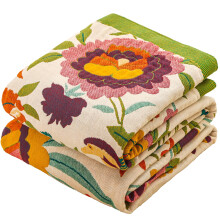 HOORDRY Bohemian Bed Throw Blanket, Skin-friendly Sofa Throws for BedSpread and Armchair Couch with Colorful Flower Patterns, Double-sided Large Musl