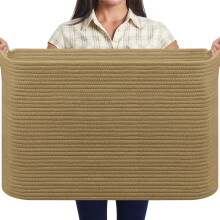 MOLMO Extra Large Woven Storage Basket, 85L Laundry Hamper for Washing, Cotton Rope Bin for Dirty Clothes, Toy Organizer for Kids, Blanket Basket for