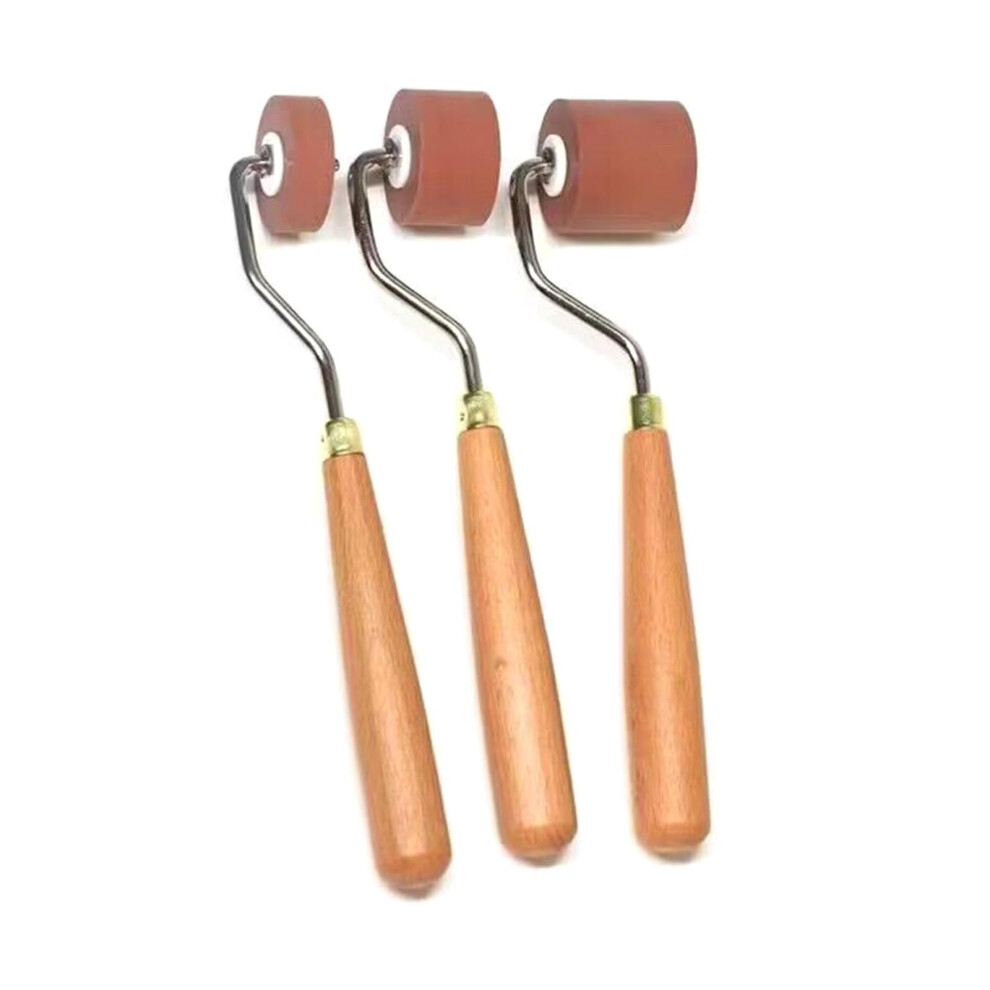 Rubber Brayer Printmaking Roller Set With Wood Handle For Ink Painting And Wallpaper, Even Coverage 9164114398789