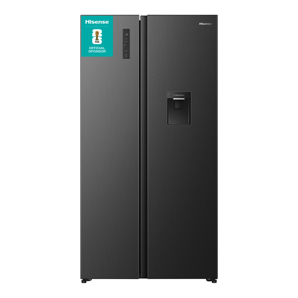 Hisense Pureflat American American Fridge Freezer - Black Stainless Steel - D Rated