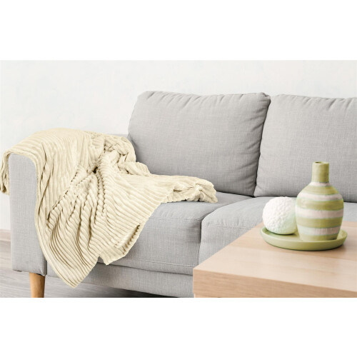 (140x180cm, Cream) Dakota Blanket for Sofa Chair Bed Throw Throwover 2