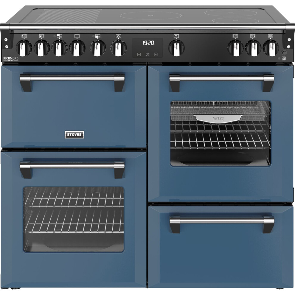 Stoves Richmond Deluxe 100Ei 100Cm Wide Electric Range Cooker With Induction Hob - Twilight - A Rated Blue
