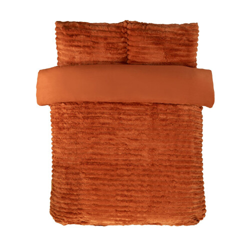 (Single, Orange) Duvet Cover Set Rabbit Fur Bedding Bed Set Quilt Cover 2