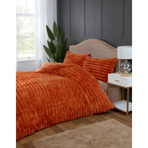 (Single, Orange) Duvet Cover Set Rabbit Fur Bedding Bed Set Quilt Cover 1