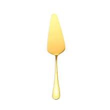 Stainless Steel Cake Server and Pizza Cutter with Toothed Edge Golden Finish Ergonomic Grip