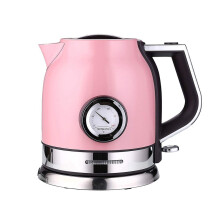 Electric Kettle 1.8L Pink Stainless Steel Fast Boil 1500W with Auto ShutOff and Temperature Gauge