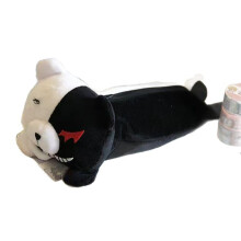 Plush Pencil Case Cute Bear Design Multi Functional Storage Soft Black and White Bear Pouch