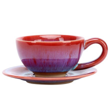 Handmade Ceramic Coffee Mug with Saucer Set 150ml Kiln Glazed, Heat Retention, GiftReady