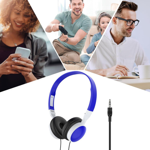 OverEar Wired PC Gaming Headset with Foldable Noise Canceling Mic for Computer Tablet Dark Blue 2