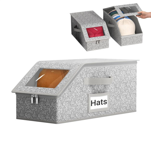 Baseball Cap Storage Rack Stackable Hat Organizer with Clear Window Holds 24 Caps