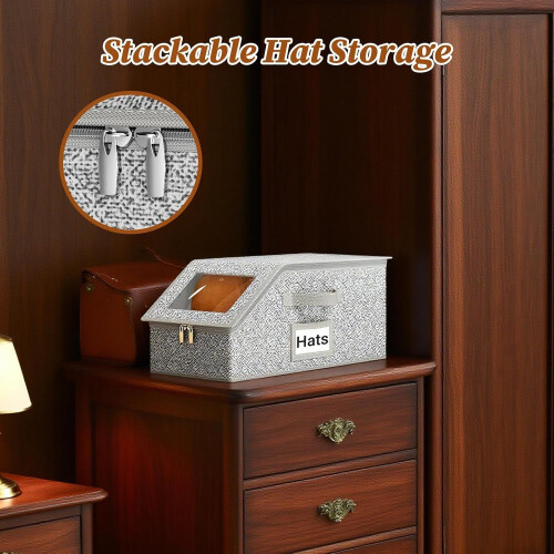Baseball Cap Storage Rack Stackable Hat Organizer with Clear Window Holds 24 Caps 1
