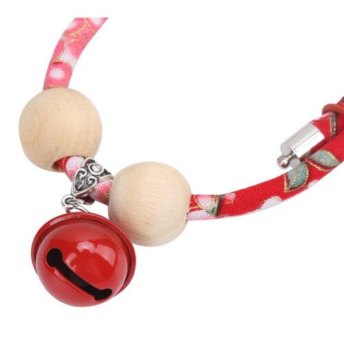 Red Cotton Adjustable Rabbit Collar with Bell Pendant for Small Animals L 2