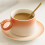 Ceramic Coffee Cup and Saucer Set with Spoon, Large Capacity Gradient Design for Home or Office Gift 1