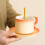 Ceramic Coffee Cup and Saucer Set with Spoon, Large Capacity Gradient Design for Home or Office Gift 2