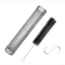 Smoker Tube 12 Inch 304 Stainless Steel for BBQ Smoky Flavor Infusion with Brush and S Hook
