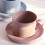 Ceramic Coffee and Espresso Cups Set with Vertical Stripes, Handle and Saucer for Tea 3