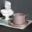 Ceramic Coffee and Espresso Cups Set with Vertical Stripes, Handle and Saucer for Tea 4