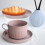 Ceramic Coffee and Espresso Cups Set with Vertical Stripes, Handle and Saucer for Tea 2
