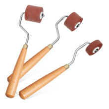 Rubber Brayer Set with Wooden Handle for Smooth Ink Application, Printmaking and Art Craft Use