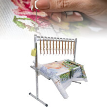 Adjustable Embroidery Stand with Rotating Cross Stitch Frame and 12 Wire Buckle Organizer for DIY