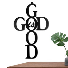 Black Metal Cross Wall Decor with God Is Good and Love Sign for Christian Home Indoor Outdoor