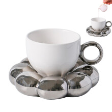 Ceramic Flower Tea Cup and Saucer Set with Sunflower Design for Home and Afternoon Tea