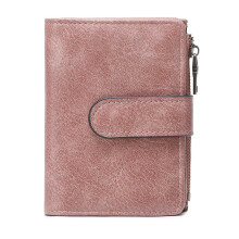 Women's RFID Blocking Vegan Leather Bifold Wallet with 16 Card Slots and Zip Coin Pocket Pink