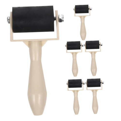 6pcs Hard Printmaking Roller Set for Stamping and Embossing Creative Art Projects