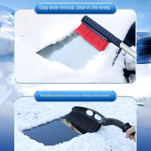 Car Snow Brush with Ice Scraper, DoubleHead Snow Removal, Extendable Handle, Ergonomic Foam Grip 2