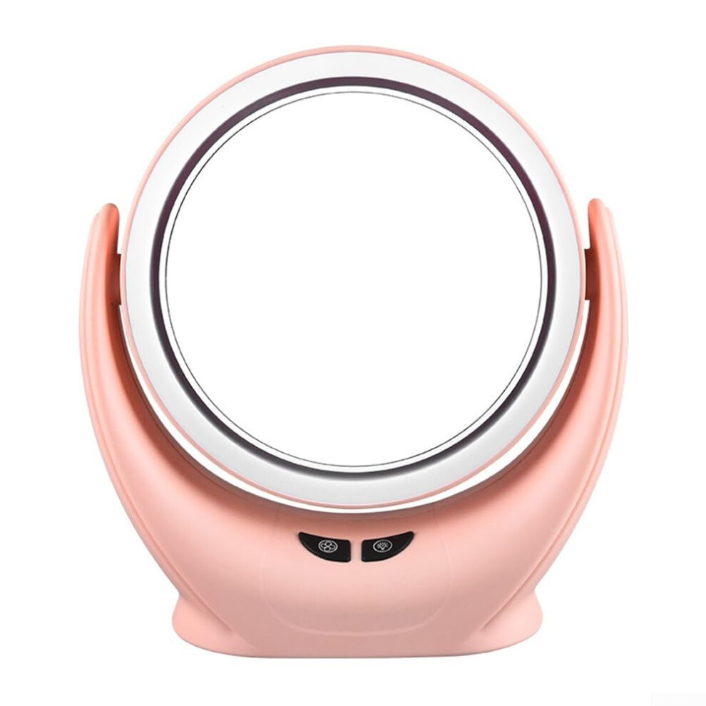 LED Makeup Mirror with Light and Cooling Fan for Women, 3 in 1 Tabletop Vanity Mirror (Pink)
