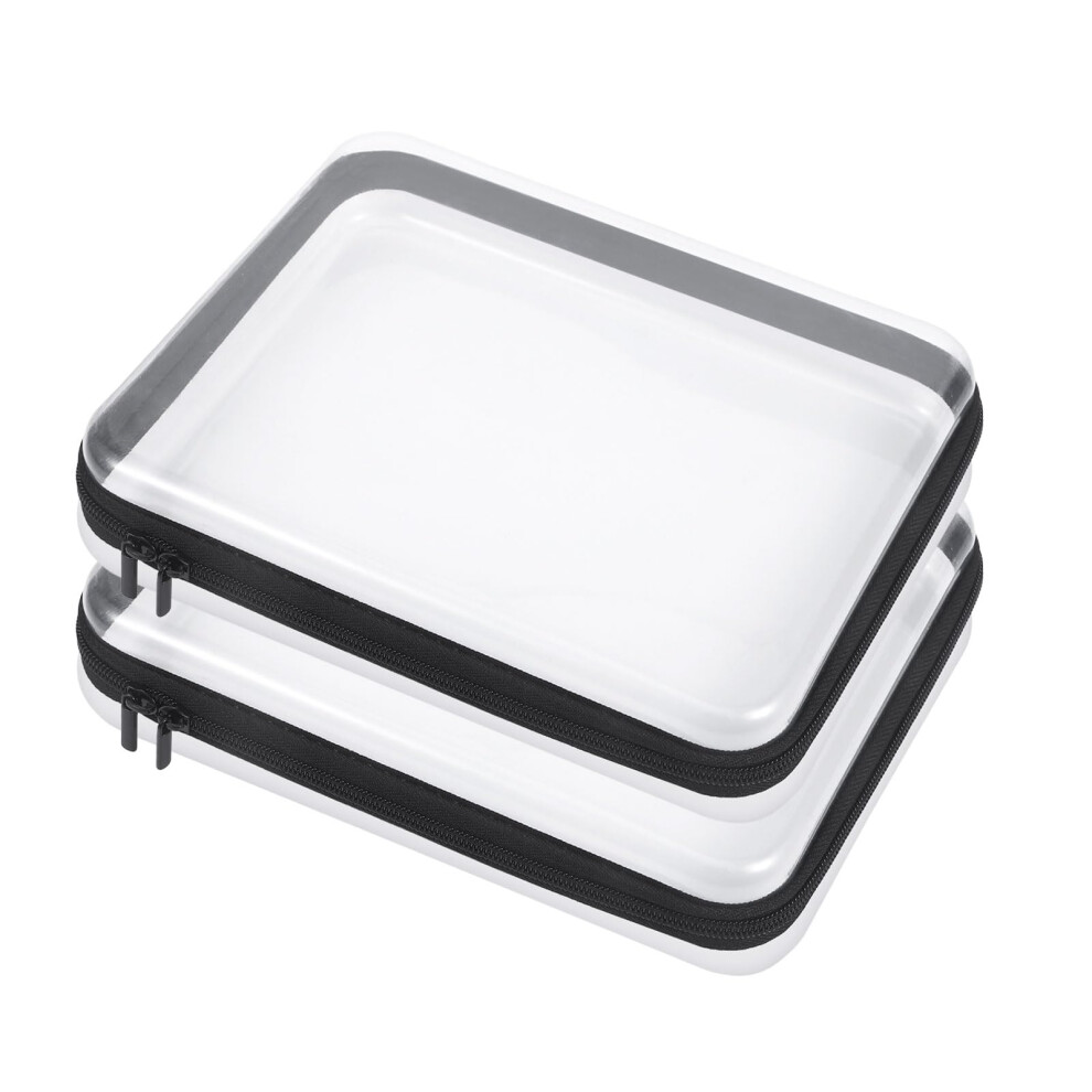 Clear Hard Shell Zipper Pouch Set, Waterproof PVC Travel Organizer for Cosmetics, Stationery, Toys