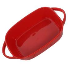 Oval 9Inch Red Ceramic Baking Dish with Handles, Oven Safe Casserole Pan for Bread and Rice