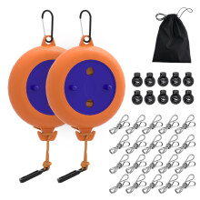 Camping Clothesline Set of 2, 10m Portable Extendable Washing Line for Travel, Hiking, Balcony