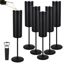 6 Pack Black Stainless Steel Champagne Flutes, 6oz Elegant Insulated Unbreakable Glasses for Wedding Party