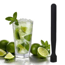 Cocktail Muddler for Mojito with Ergonomic Grip, Plastic and Stainless Steel Pestle, Black