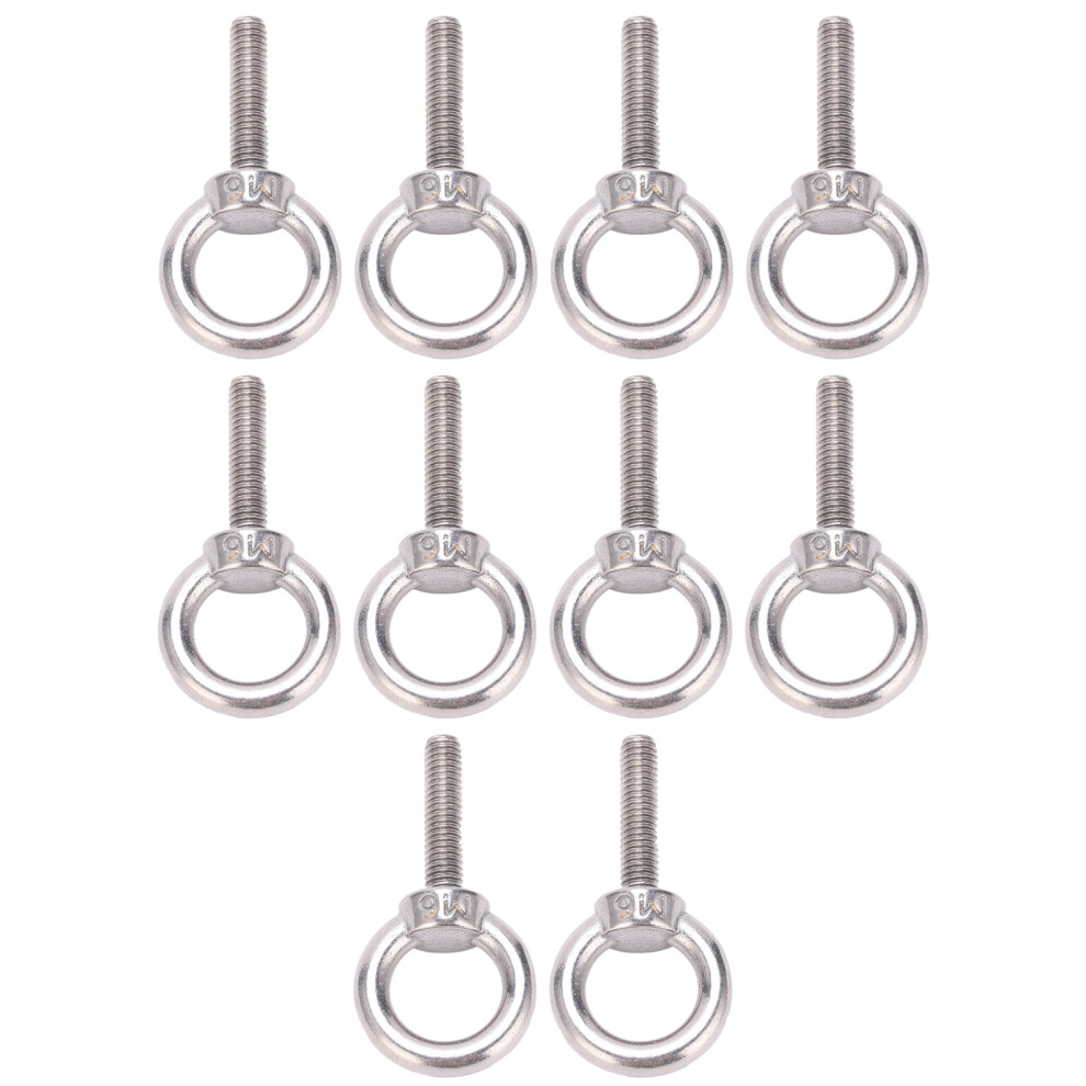 M6x25 Stainless Steel Eye Bolt 10 Pack Round Ring Hardware For Lifting & Fixing 8491382489217