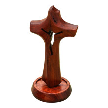 Wooden Cross for Desk with Jesus Figure, Religious Catholic Decor for Home, Church or Office Display