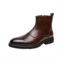Brown Leather Chelsea Boots Men Waterproof AntiSlip Round Toe Work Slip On Comfort UK 6.5