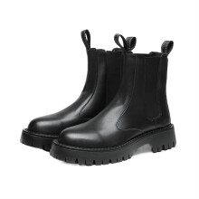 Men's Waterproof Leather Chelsea Boots Slip On AntiSlip Sole Black UK Size 6.5