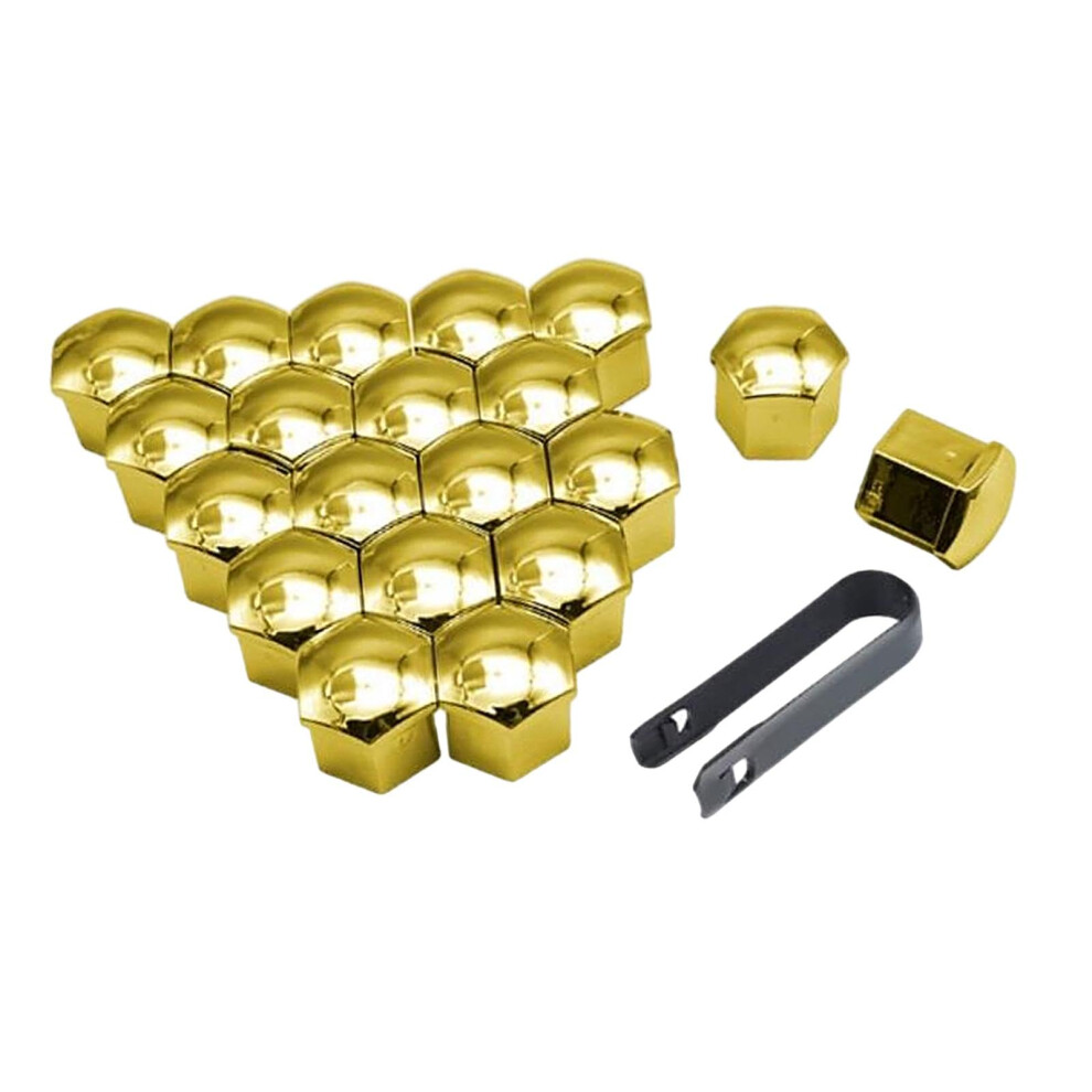 21Mm Wheel Lug Nut Covers 20Pcs Universal Car Nut Caps With Removal Tool Rust Protection Gold 9164114410191