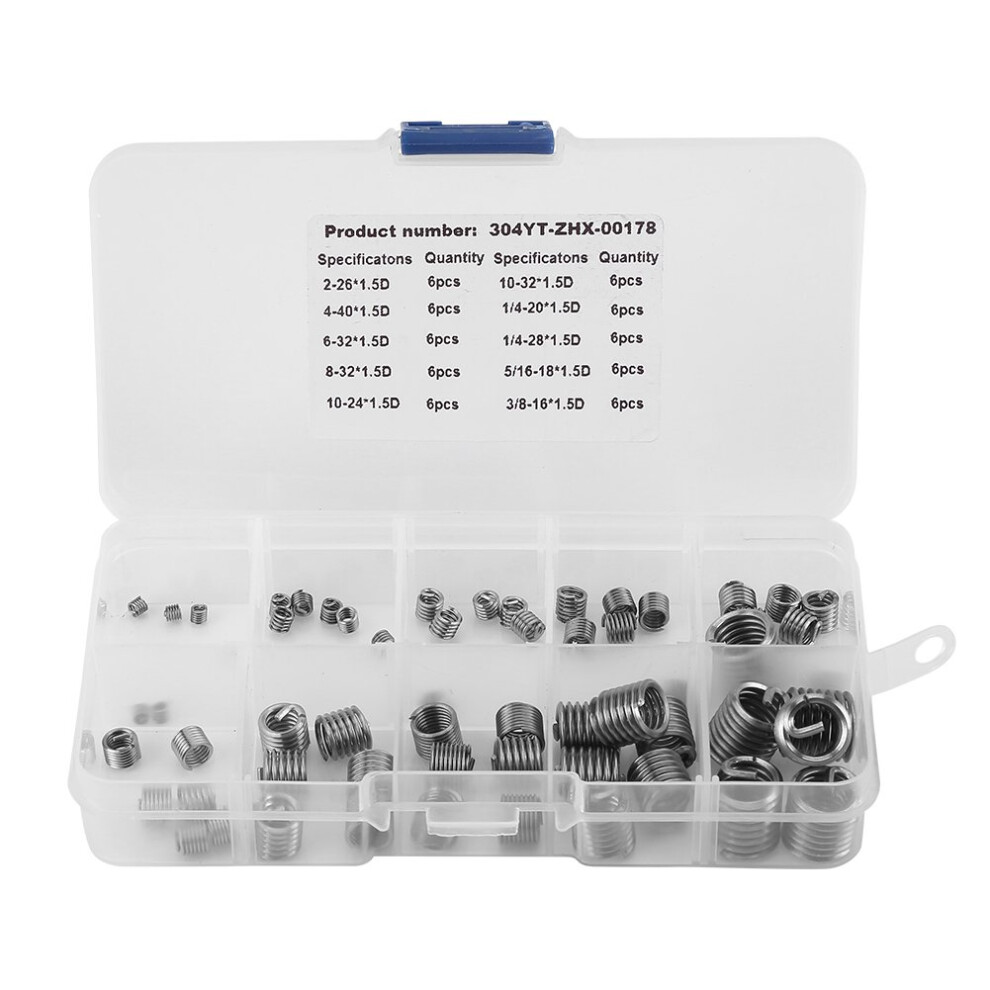 Thread Kit 60Pcs 304 Stainless Steel Inserts For Damaged Threads Metric Thread Insert Set 9174973721949