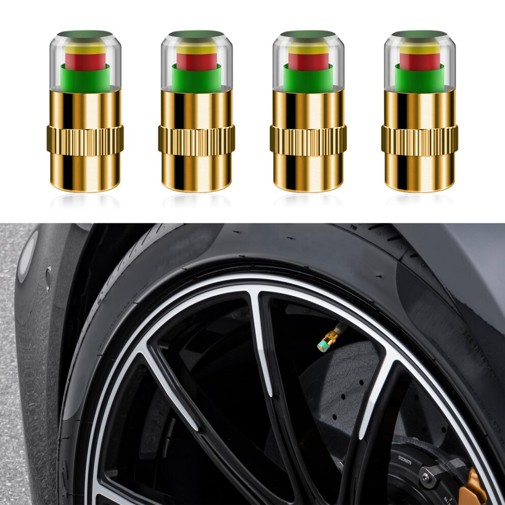 Tire Pressure Monitor Caps 36Psi 3Color Indicator Copper Valve Stem Caps For Car Suv 9365369588035