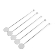 5pcs 5.98 Inch Stainless Steel Swizzle Sticks with Round for Quick Cocktail and Coffee Mixing