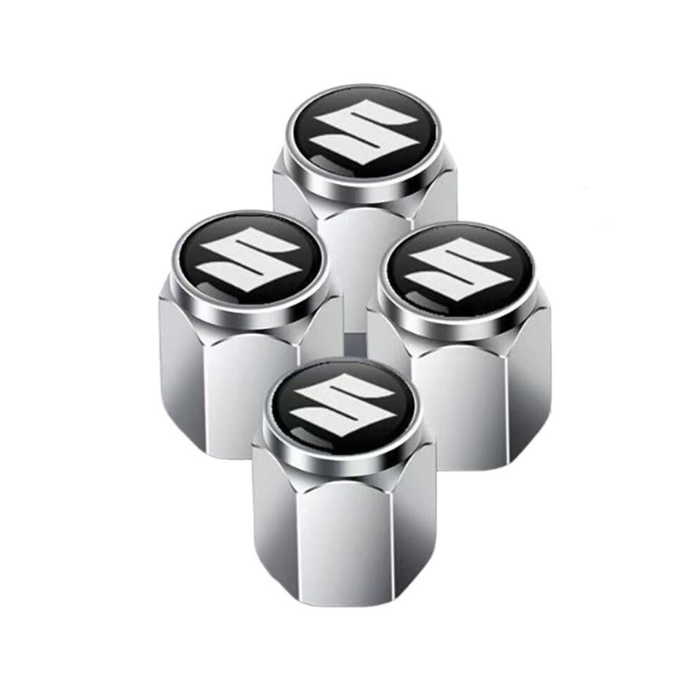 Car Tire Valve Stem Caps For Suzuki Hustler 20142020, Aluminum Leakproof Corrosionresistant 4Pcs Silver 9365369588745