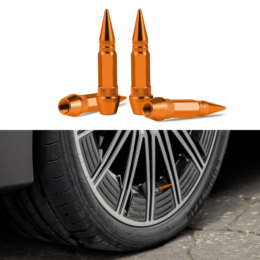 60Mm Spiked Aluminum Tire Valve Stem Caps, Dustproof Universal Fit For Car Bike Truck Suv (Orange) Orange 9365369589247