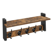 Wall Mounted Coat Rack with Shelf and Towel Holder for Entryway, Bathroom or Bedroom Storage