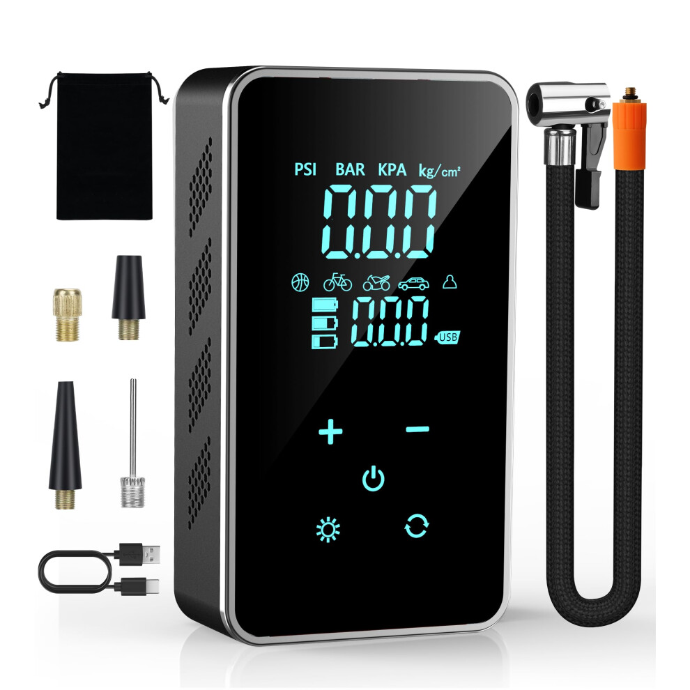 Portable Tire Inflator 18000Mah 150 Psi Cordless Air Compressor With Led Gauge For Car And Bike 9164114413352