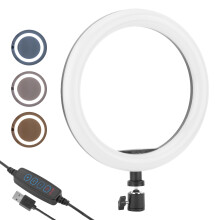 10-Zoll-Ringlicht mit USB, Nacht-Selfie-Verstärker mit kaltem/warmem Licht