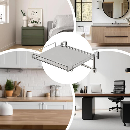 Kitchen Cabinet Door Hook Organizer Foldable Stainless Steel Adjustable Space Saving Storage Shelf 2