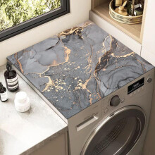 Washing Machine Cover Marble Design NonSlip Water Absorbent Mat 40x50cm Gray Gold